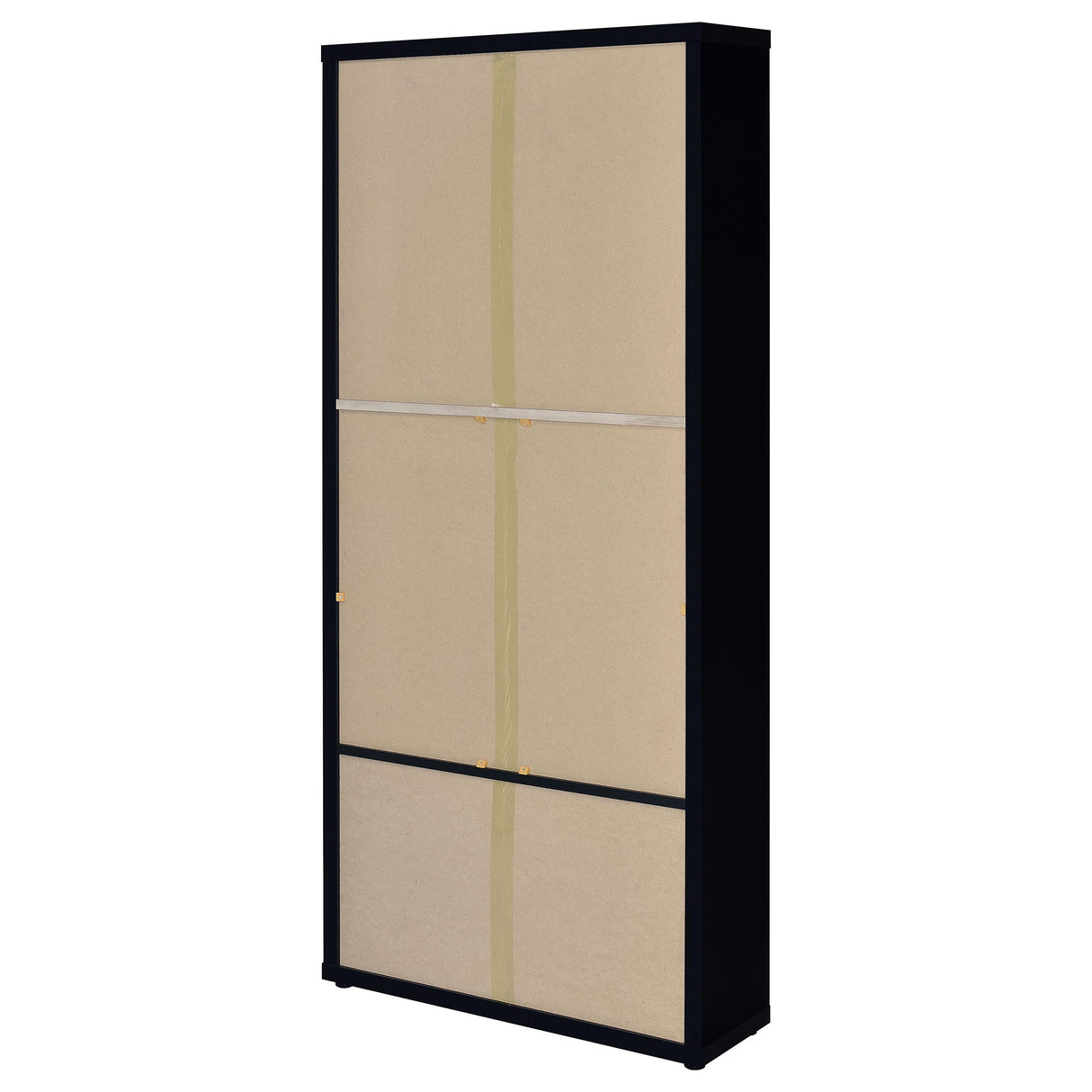Hawthorne Black Glass Door Cabinet with Drawers, 4-Shelf