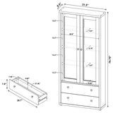 Hawthorne Black Glass Door Cabinet with Drawers, 4-Shelf