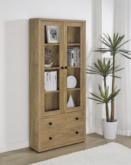 Hawthorne Tall Glass Door Cabinet with Drawers, Mango