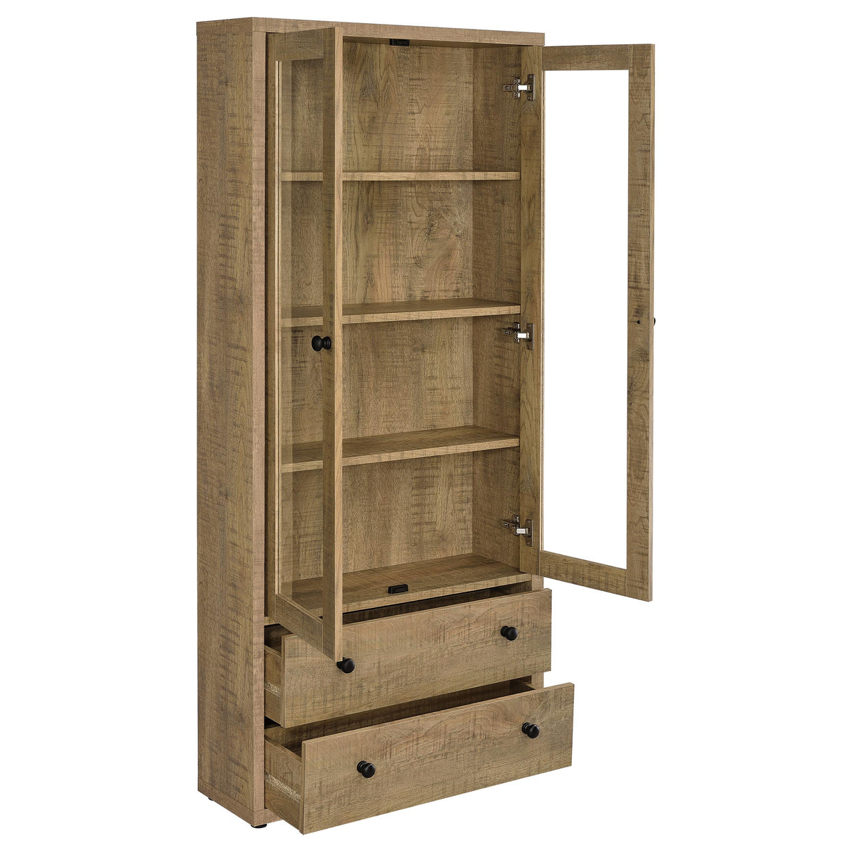 Hawthorne Tall Glass Door Cabinet with Drawers, Mango