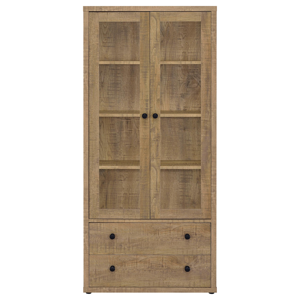 Hawthorne Tall Glass Door Cabinet with Drawers, Mango
