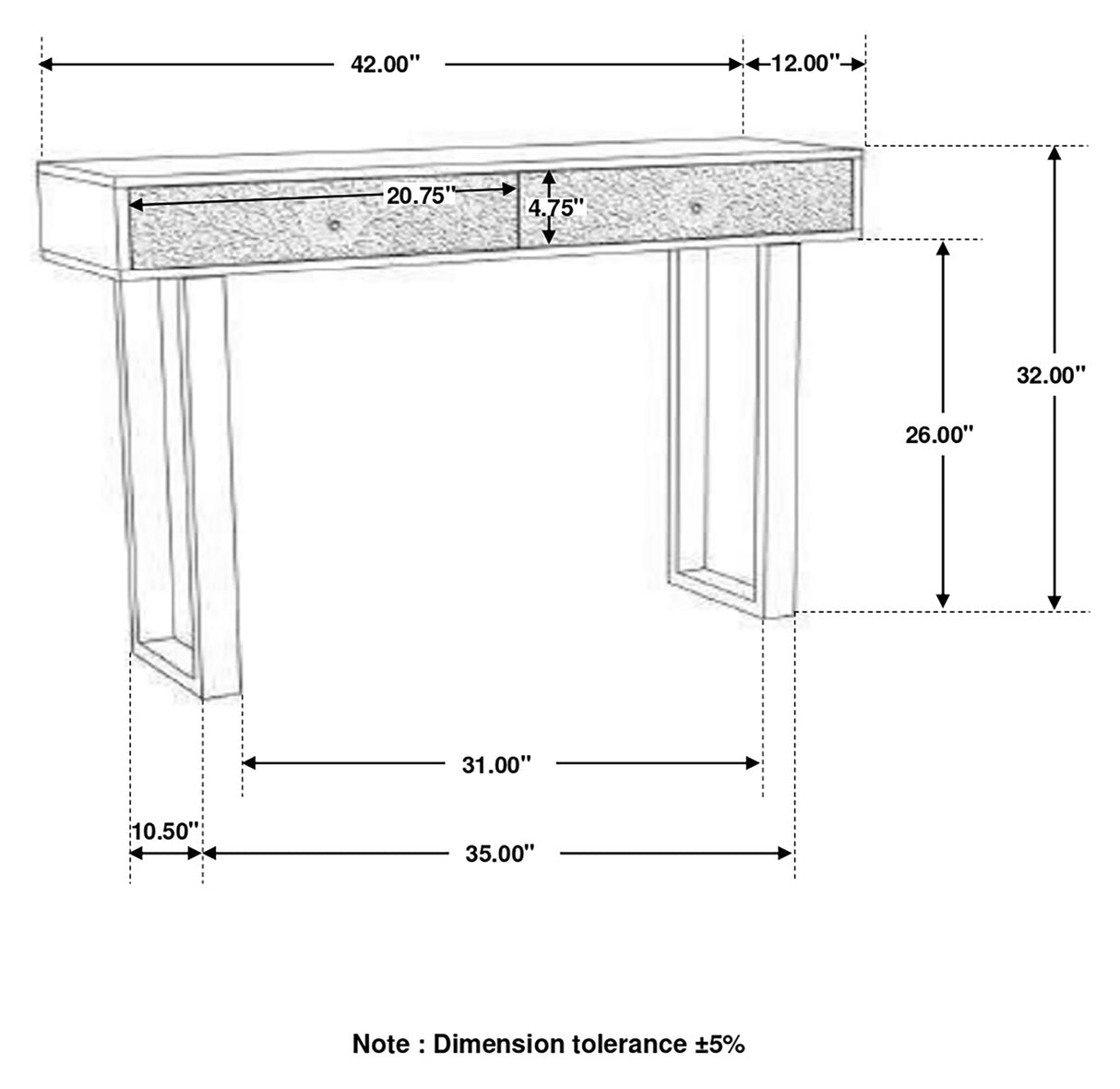 Draco 2-Drawer Console Table, Hand-Carved Mango Wood, Natural
