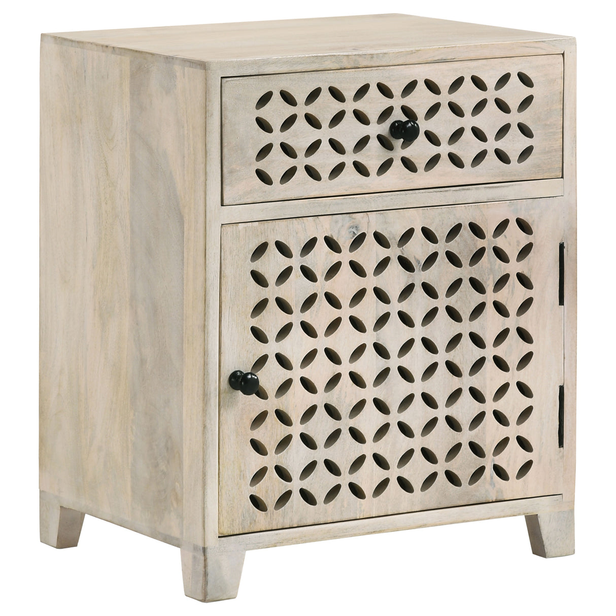 August White Washed Mango Wood 1-Drawer Storage Cabinet