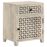 August White Washed Mango Wood 1-Drawer Storage Cabinet
