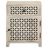 August White Washed Mango Wood 1-Drawer Storage Cabinet