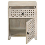 August White Washed Mango Wood 1-Drawer Storage Cabinet