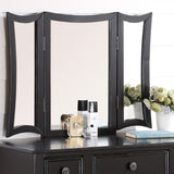 Bedroom Vanity Set With Foldable Mirror And Stool - Black