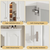 Wall Mount Mirror Cabinet With Adjustable Shelves, Soft Closing Hinges