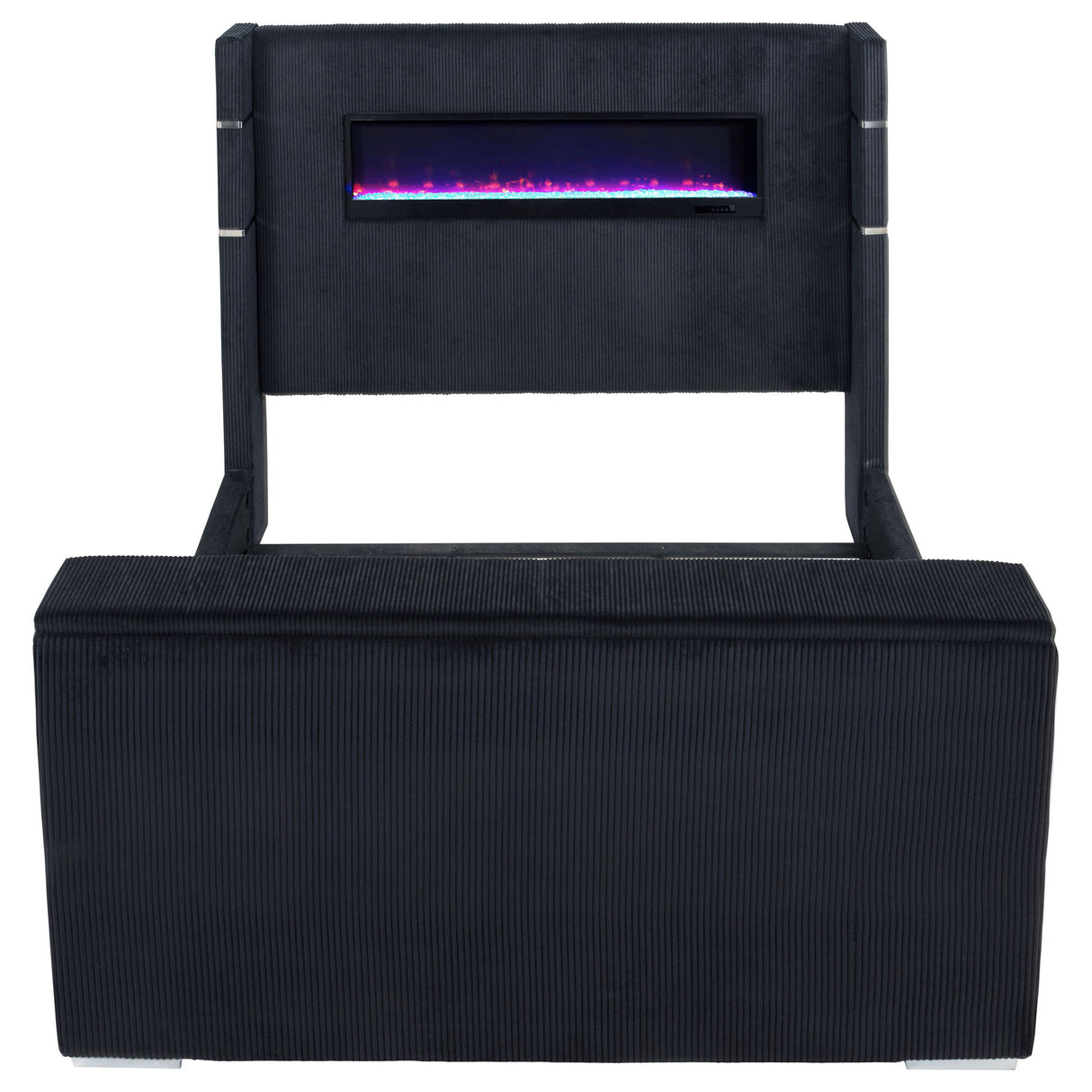 Judah - Eastern King Wingback TV Bed With Motorized Lift And Flame Visualizer - Black