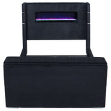 Judah - Eastern King Wingback TV Bed With Motorized Lift And Flame Visualizer - Black