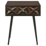 Ezra Solid Mango Wood 1-Drawer Accent Table, Coffee Brown
