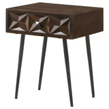 Ezra Solid Mango Wood 1-Drawer Accent Table, Coffee Brown