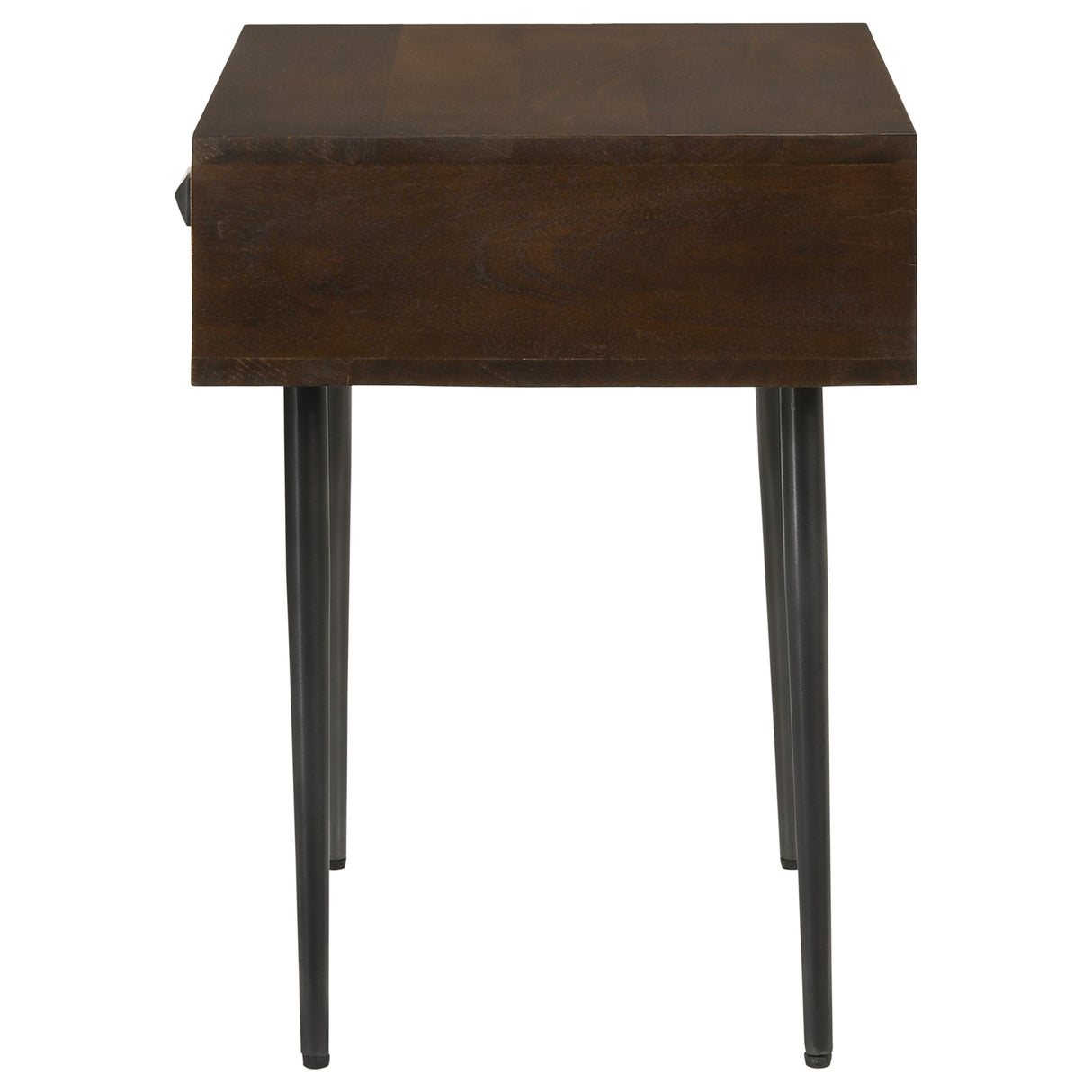 Ezra Solid Mango Wood 1-Drawer Accent Table, Coffee Brown