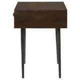 Ezra Solid Mango Wood 1-Drawer Accent Table, Coffee Brown