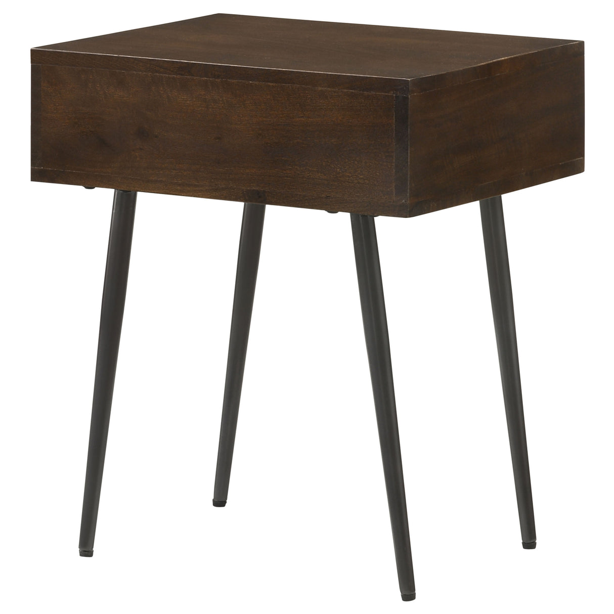 Ezra Solid Mango Wood 1-Drawer Accent Table, Coffee Brown