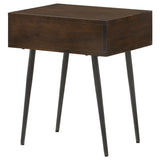 Ezra Solid Mango Wood 1-Drawer Accent Table, Coffee Brown