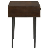 Ezra Solid Mango Wood 1-Drawer Accent Table, Coffee Brown
