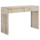 Rickman 2-Drawer Mango Wood Console Table, White Washed
