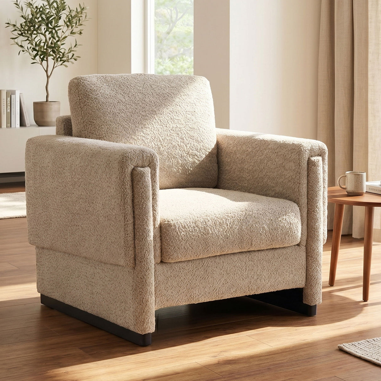 Upholstered Accent Armchair With Square Arm