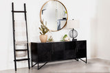 Riddell 4-Door Matte Black Wood Reeding Accent Cabinet