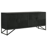 Riddell 4-Door Matte Black Wood Reeding Accent Cabinet