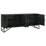 Riddell 4-Door Matte Black Wood Reeding Accent Cabinet