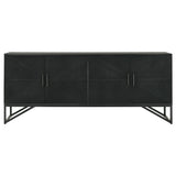 Riddell 4-Door Matte Black Wood Reeding Accent Cabinet