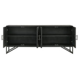 Riddell 4-Door Matte Black Wood Reeding Accent Cabinet