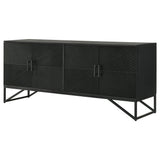 Riddell 4-Door Matte Black Wood Reeding Accent Cabinet