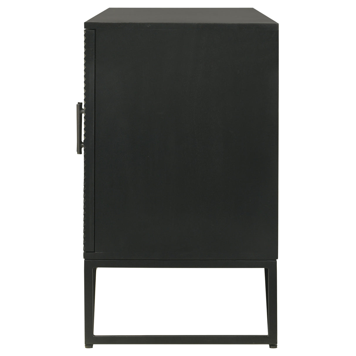 Riddell 4-Door Matte Black Wood Reeding Accent Cabinet