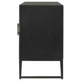Riddell 4-Door Matte Black Wood Reeding Accent Cabinet