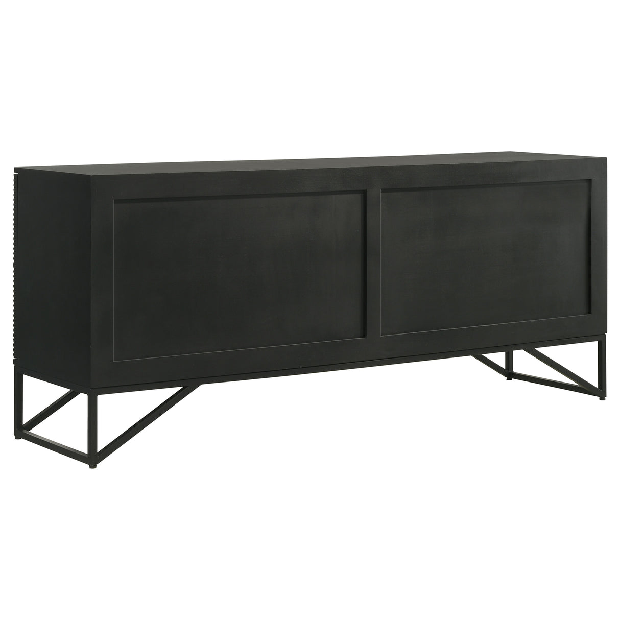 Riddell 4-Door Matte Black Wood Reeding Accent Cabinet