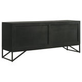 Riddell 4-Door Matte Black Wood Reeding Accent Cabinet