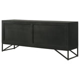 Riddell 4-Door Matte Black Wood Reeding Accent Cabinet