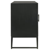 Riddell 4-Door Matte Black Wood Reeding Accent Cabinet