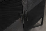 Riddell 4-Door Matte Black Wood Reeding Accent Cabinet