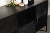 Riddell 4-Door Matte Black Wood Reeding Accent Cabinet