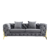Loveseat With Diamond Button Tufting, Matching Throw Pillows