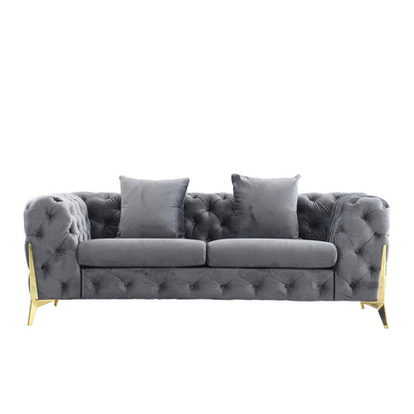 Loveseat With Diamond Button Tufting, Matching Throw Pillows