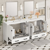 Bathroom Vanity With Sink, Soft Close Doors, Double Storage Shelves & Divided Drawer Ample Storage - White