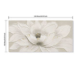 Lotus Flower Canvas Wall Art, Hand Painted Textured Floral Painting - Antique White