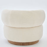 Swivel Accent Chair With Curved Backrest For Home Decor - Beige