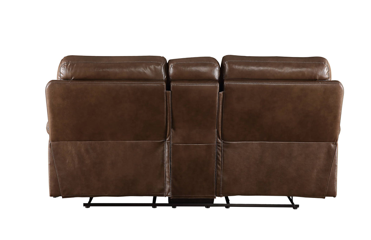 Aashi - Leather Gel Match 3 Piece Recliner Living Room Set - Brown - 3 Piece Living Room Sets - Alpine Outlets