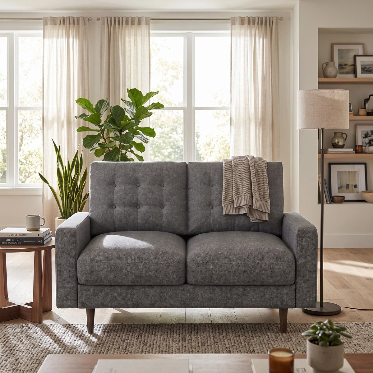 Loveseat Sofa, Tufted Back Upholstered 2 Seat Couch