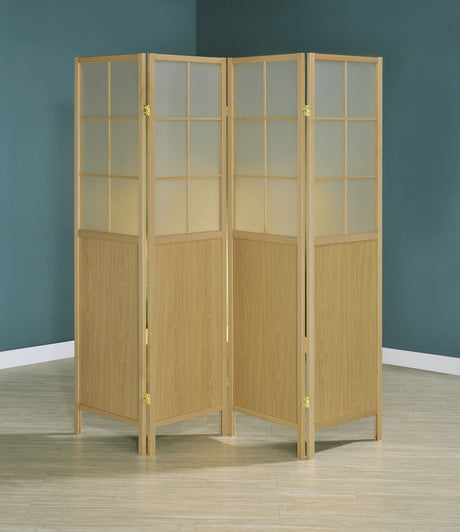 Edwards 4-Panel Folding Shoji Screen Room Divider, Natural