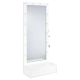 Spector 1-Drawer Lighted Full-Length Floor Mirror, White High Gloss