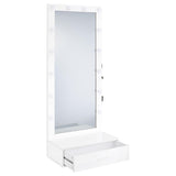 Spector 1-Drawer Lighted Full-Length Floor Mirror, White High Gloss