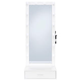 Spector 1-Drawer Lighted Full-Length Floor Mirror, White High Gloss