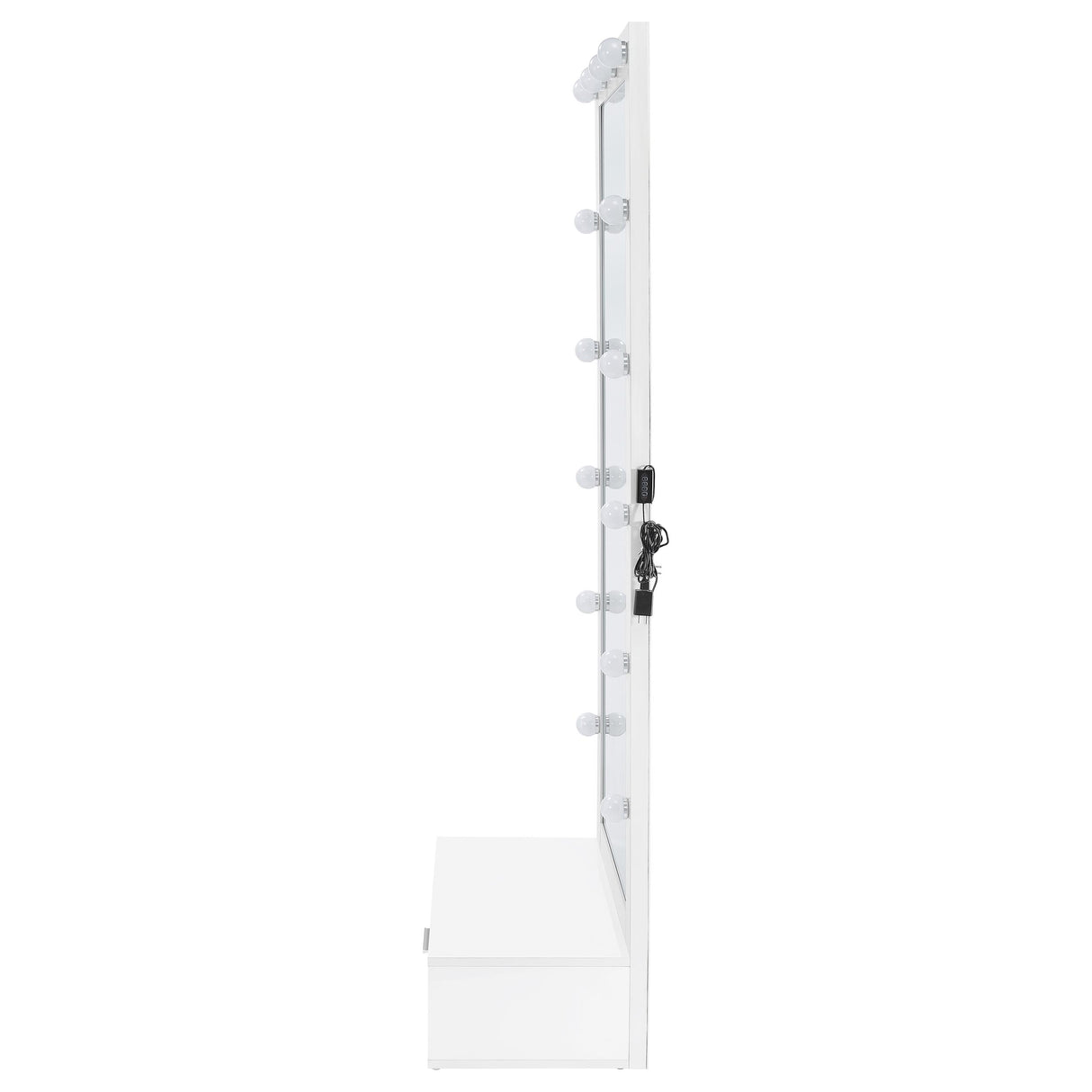 Spector 1-Drawer Lighted Full-Length Floor Mirror, White High Gloss