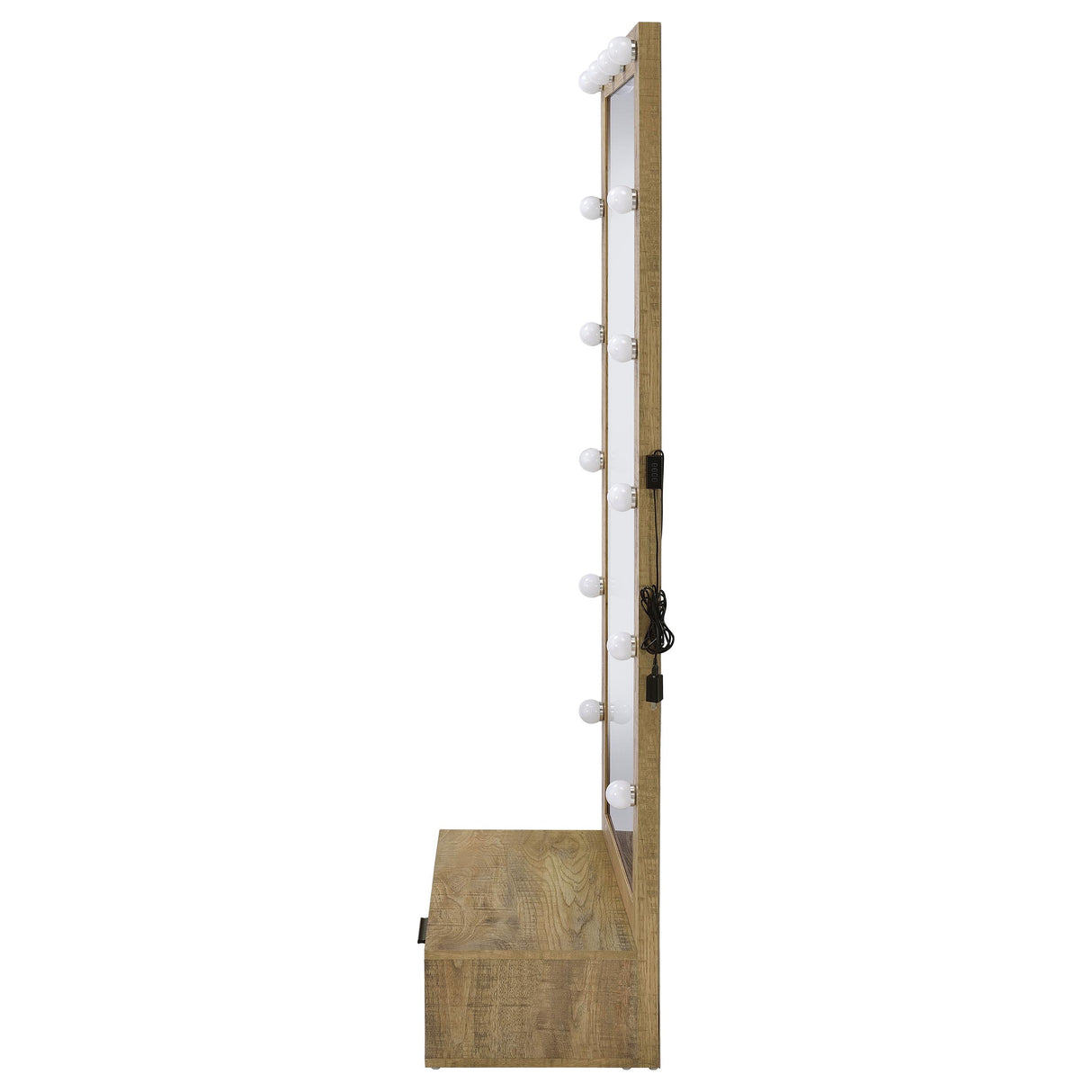 Spector Lighted Full-Length Floor Mirror with Drawer, Mango